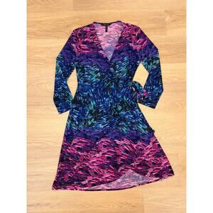BCBGMaxazria colorful wrap waist dress size medium